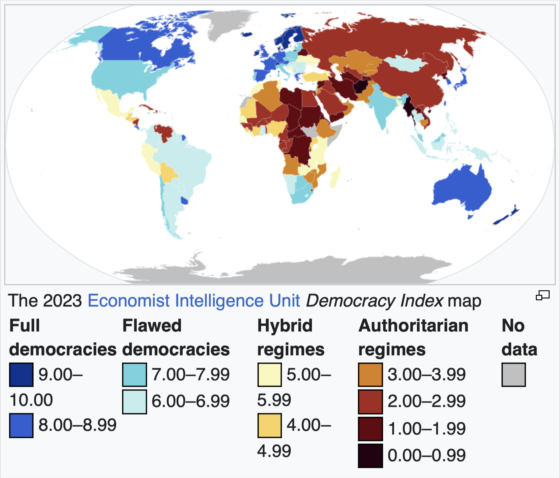 Wiki Economist Democracy Index World Map